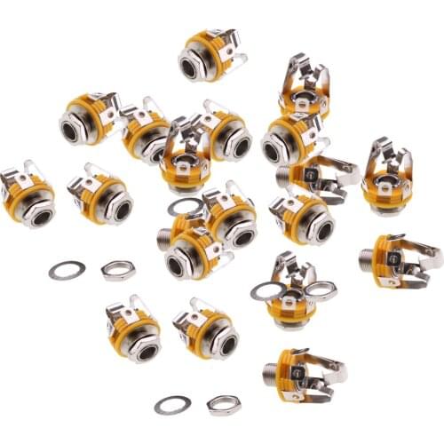 MagiDeal 20 Pieces 1/4" 6.35mm Electric Guitar Stereo Jack Socket