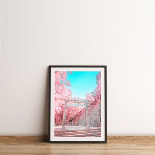 HD Printed Pastel Torii Canvas Painting Home Decor Wall Art Japan Tokyo Scenery Poster Modular Cherry Blossom Pictures Framework