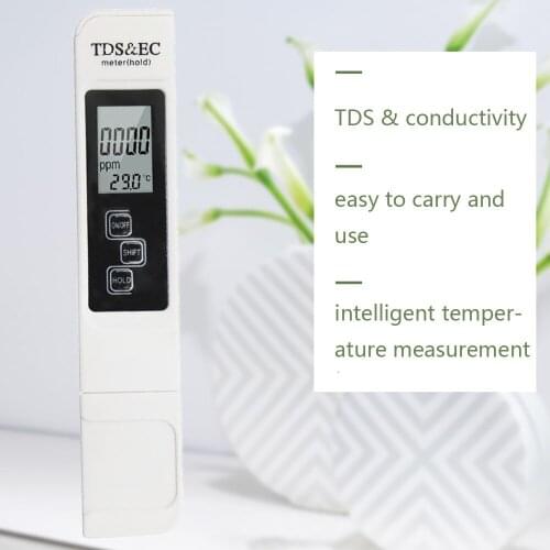 1pc TDS&E4C pH Meter 3-in-1 TDS Conductivity Temperature Test Kit Water Quality Test Pen white/blue hot tub spa jacuzzi outdoor