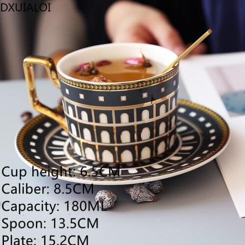 European-style ceramic coffee cup British light luxury coffee cup and saucer set household afternoon tea tea cup spoon 180ML