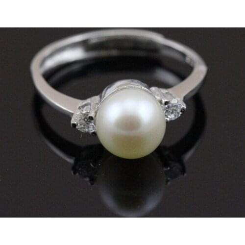 Classic Pearl Rings for Women Silver Color Simple Adjustable Open Finger Ring Party Wedding Anniversary Jewelry Gifts