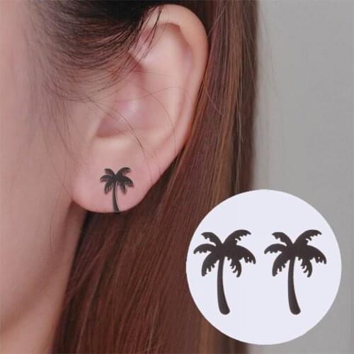 Coconut stainless steel earrings for women cute tree stud earrings