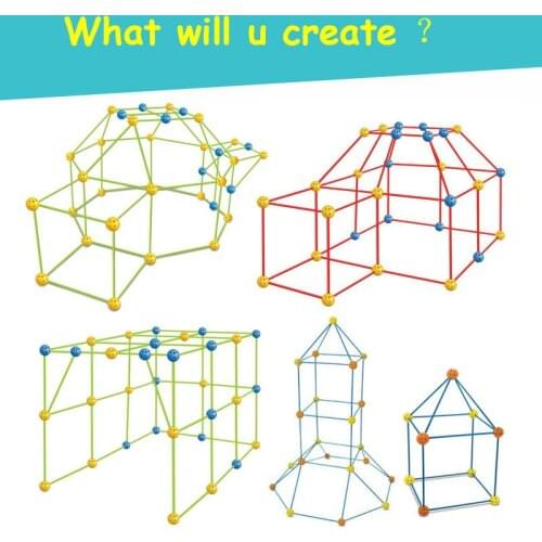 3D Fort Building Kit DIY Fortress Construction Set Castles Tunnels Tents Play House Building STEM Toys For Child Birthday Gift