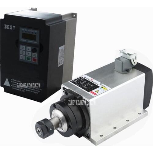 New 3KW 220V / 380V 300Hz AC Motor Air Cooled Electric Spindle ER20 3000W Square Spindle Motor + 220V/3KW 15A Frequency Inverter