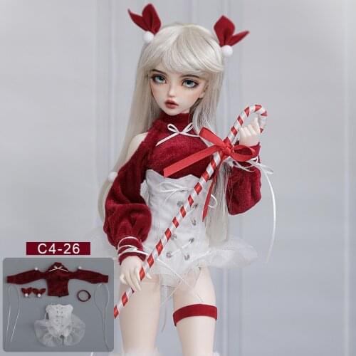 Shin 1/4 BJD Clothes LDS Cai Girl Clothes Big Chest BJD Dress Doll Accessories for Female Body MSD Size Doll Xmas Outfit