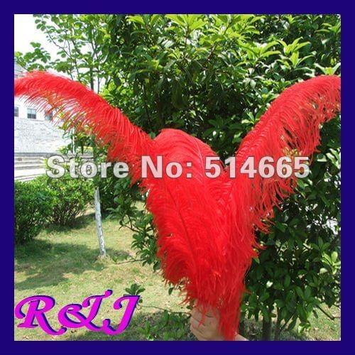 Wholesale 50PCS 65-70cm 26-28 inches red OSTRICH FEATHER real ostrich drab plume EMS Free Shipping
