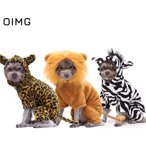 OIMG Autumn Winter Dog Clothes Funny Lion Cosplay Costume Flannel Dog Hoodies Cat Sweatshirts Schnauzer Bulldog Pet Clothing