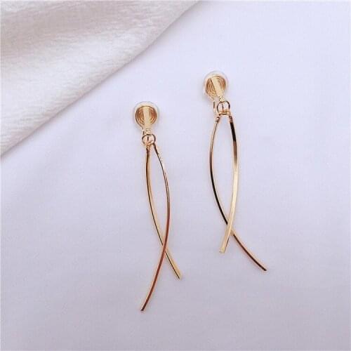 Earring-free earrings doughnuts show thin fishtail temperament invisible ear clip long tassel-retouched face earrings