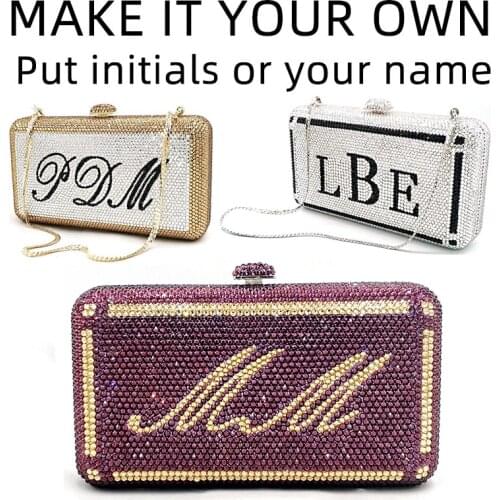 Make it your own personal design bag Bridal wedding party name purses women evening party diamond crystal initials clutches bags