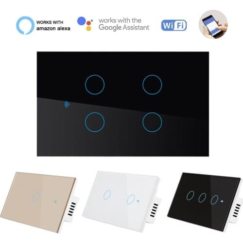 1 2 3 4gang wifi Smart touch wall light Switch RF 433 Voice Control Wireless smart life APP control 100-250V F Alexa Google Home