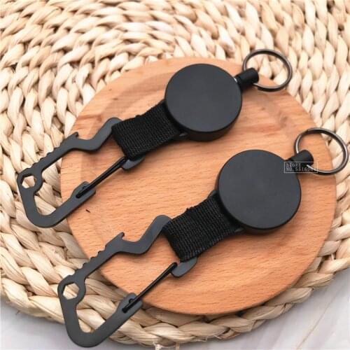 High Retractable Keychain Key Ring ID Badge Holder Metal with Steel Wire Multitool Carabiner Clip Name Tag Card Holders