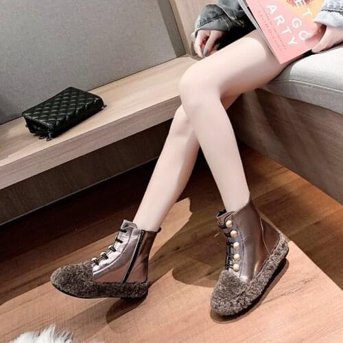 Womens boots autumn and winter Martin boots plus cotton short boots womens tide plus velvet zipper boots short boots X653
