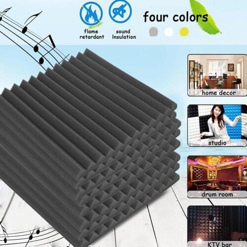 12Pcs Sound-Absorbing Cotton Soundproof Cotton Acoustic Studio Absorbing Wedge Foam Tiles Wall Panels Suitable For Sound Studio
