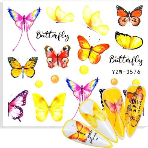 2021 Designs Flowers Butterfly Nail Water Decals Grenn Leaves Transfer Sliders Stickers DIY Nail Art Decoration Tips Wrap