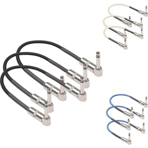 3 Pack Guitar Effect Pedal Instrument Patch Cable Right Angle Braided Cable for Instrument Jumper Cables