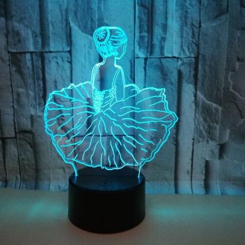 New Ballet 3d Lamp With Touch Remote Control 3d Led Deco LampsVisual Gift Decoration 3d Table Lamps For Living Room
