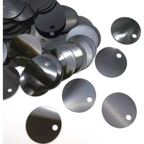 50g Large Round Sequins 20mm PVC Flat Black Paillette For Crafts With 3mm Side Big Hole