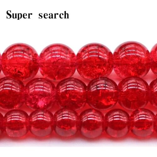 8 10 12mm Color Round Crackle Beads Crystal Glass Beads Loose Spacer Beads For Jewelry Making DIY Bracelet Necklace