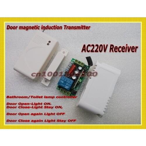 Wireless Sensor Transmitter Control Wireless Receiver Relay Door magnetic induction Control WC washroom Light LED Lamp