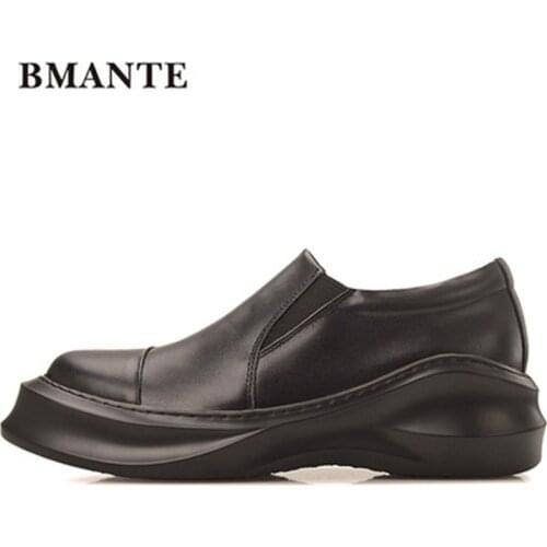 Bmante Mens Shoes Genuine Leather Platform Slip on Shoes Luxury Trainers Casual Adult Male Sneakers Goth Dark Owen Summer 2020