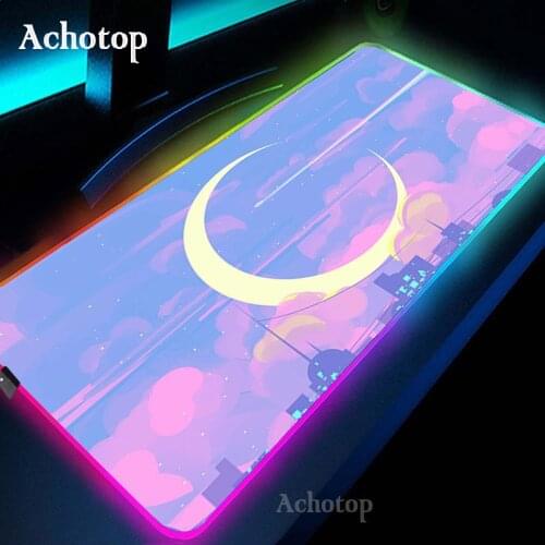 Large RGB Mouse Pad XXL Gaming Mousepad LED Mause Pad Gamer Kawaii landscape Mouse Carpet Mause Pad PC Desk Pad Mat with Backlit