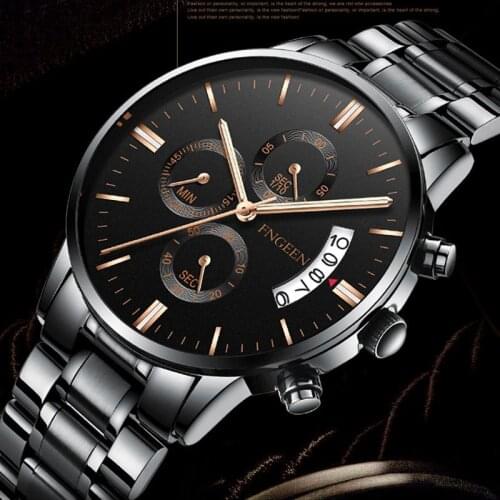 2020 FNGEEN Watches Men Stainless Steel Watch Business Luxury Male Clock Mens Waterproof Quartz With Date Wristwatches