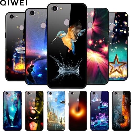 Glass Case For OPPO F5 Case Fashion Silicon Bumper Hard PC Glass Back Cover For OPPO F5 Youth Phone Cases For OPPO F 5 oppof5