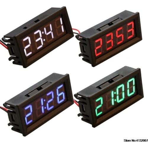 Digital Voltmeter 0.56" Digital Electronic Clock Temperature Voltage Meter LED 12V 24V 36v 48v Car