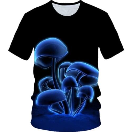 4-20 Years Kids Mushroom 3D T shirt 2020 Summer Boys Girls Blue Light Colorful Whirlpool Funny Print T-shirt Children Tshirts