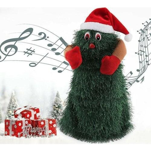 Electric Toy Electric Plush Toy Doll Funny Cute Green Electronic Xmas Tree Musical Santa Claus Fun Toy Christmas Decoration