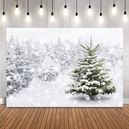 Winter snow wrold Photography backdrop Pine Froest White World Newborn kids Background for Photo Studio Christmas Photocall Porp
