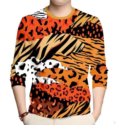 3d Printed Lonrg Sleeve T-shirt Zebra Stripe Leopard Tiger Patchwork Weman/girls Casual Oversized Streetwear Harajuku Tops OGKB