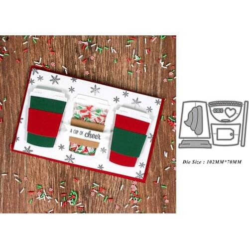Coffee cup New Metal Cutting Dies for 2021 Frame Edge No Stamps Scrapbooking Stencil Cuts Crafts Navidad Molds Die Paper