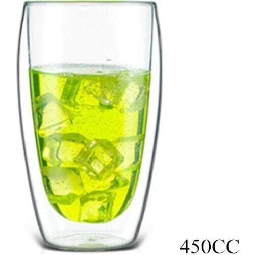 450CC Double Wall Glass Coffee Mug Tea Beer Cup Handmade Creative Transparent Heat-resistant Drinkware Copo Caneca Criativa