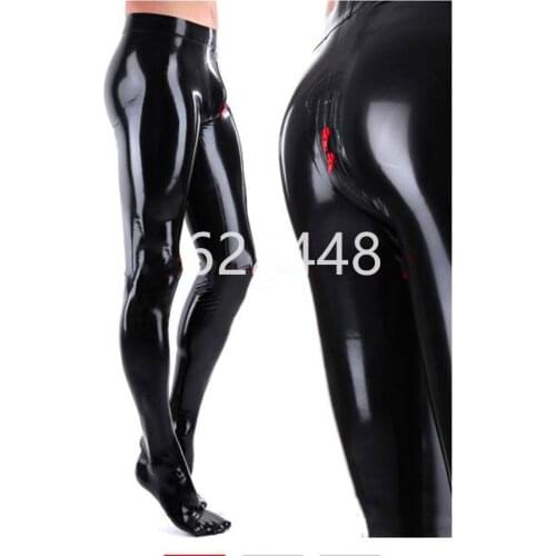 Latex Trousers Men Latex Leggings 3D Crotch zip customized