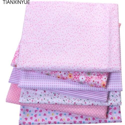 TIANXINYUE choose size 7 pcs/lot Pink color 100% Cotton Quilts Fabric for Sewing Patchwork Kids Bags Baby toy DIY Fabric
