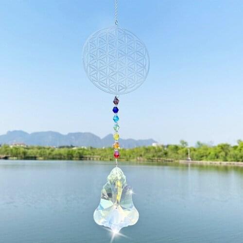 Metal Crystal Flower of Life Suncatcher Rainbow Maker Window Hanging Ornament Souvenir Home Garden Decorative Ornament Jewelry