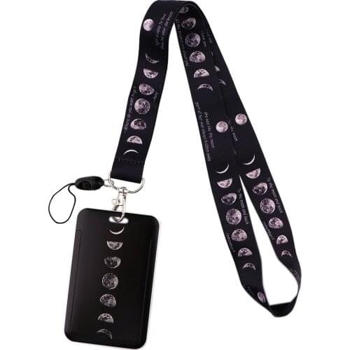 MD667 DMLSKY Cartoon Moon Lanyard Keychain keys Badge ID Mobile Phone Rope Kids Gifts Lanyard With Card Holder Cover