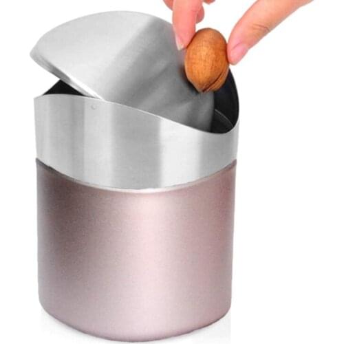 1.5 L Mini Trash Can Stainless Steel Trash Bin Can with Swing Lid DustBin Countertop Trash Cans for Desk Car Office Kitchen