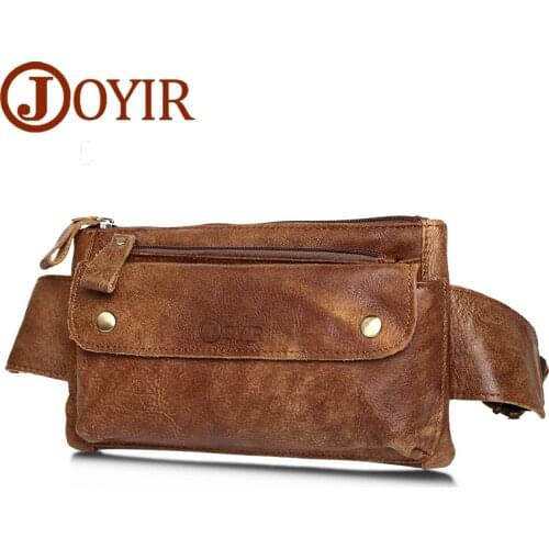 JOYIR Genuine Leather Waist Packs Fashion Fanny Pack Money Belt Bag Phone Pouch Bags Travel Waist Pack Small Chest Bag Men