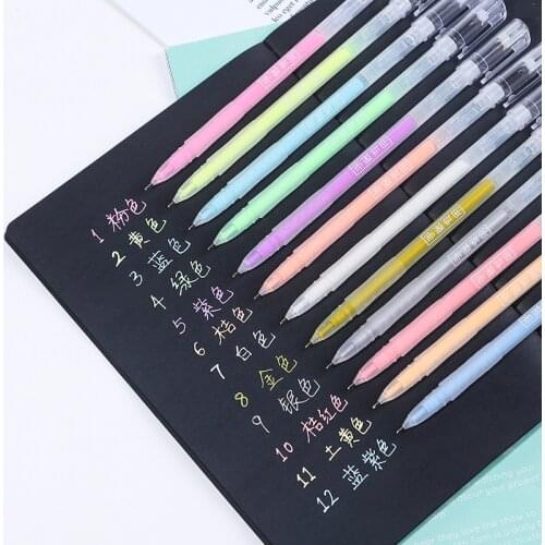 12 Colors highlighters gel pen set cute stationery for school Pens DIY pastel highlighters markers Office Supplies