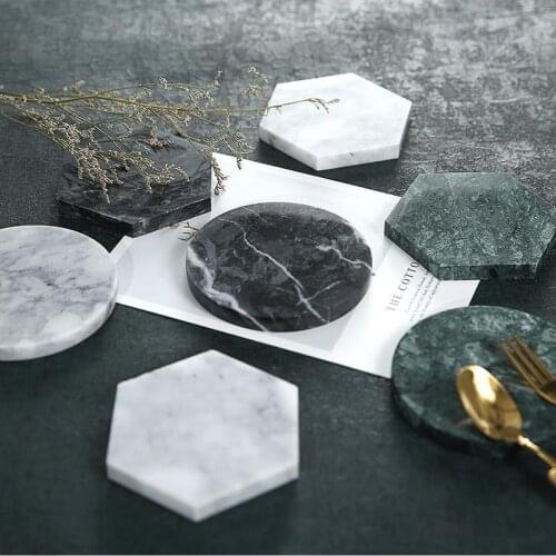 Natural Marble Coaster Coffee Cup Mat Simple Insulation Pad Art Jewelry Display Tray Nordic Coasters Tableware Tea Drink Cup Pad