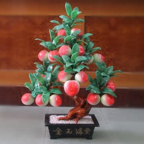 Jade bonsai 18 peach trees Peach-Shaped Mantou Xian jade ornaments jewelry creative gifts crafts Home Furnishing living room