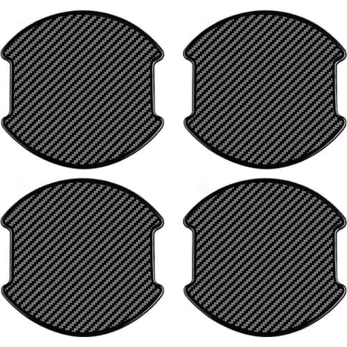 NEW-4Pcs Universal TPU 3D Carbon Fiber Texture Car Door Handle Bowl Paint Scratch Personalize Protective Pad Sticker
