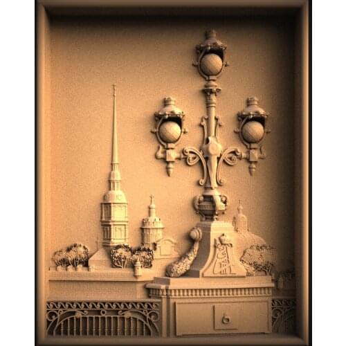 Landmark building 3d model relief for cnc carving engraving in STL file format -street lamp stl model artcam aspire
