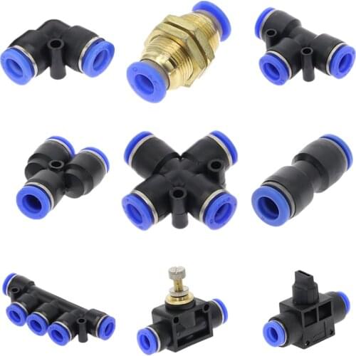 Pneumatic Fitting Tube Connector Fittings Air Quick Water Pipe Push In Hose Quick Couping 4mm 6mm 8mm 10mm 12mm PU PY PK