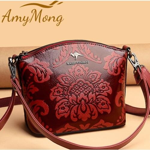 3 in 1 Casual Shoulder Bags for Women 2021 New Luxury Handbags Small Leather Designer Flower Pattern Messenger Bag High Quality