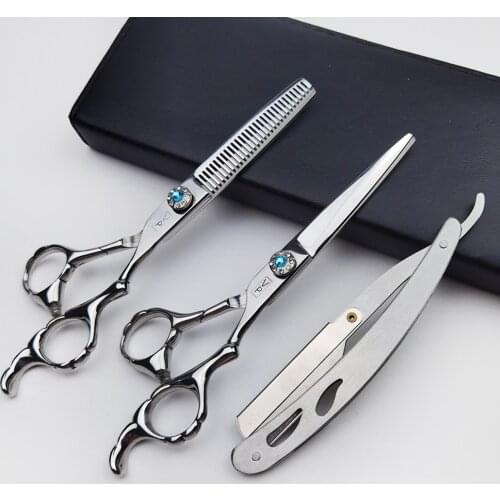 Professional 6 '' Black Bearing Hair Scissors Cutting Barber Tools Haircut Thinning Scissors Hairdressing Scissors Japan 440c St