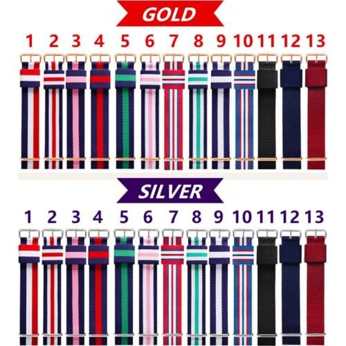 Watch Band 14MM 16MM 18MM 20MM for NATO Style Wristband Durable Nylon Striped Strap for 007 James Bond Compatible with DW Watch