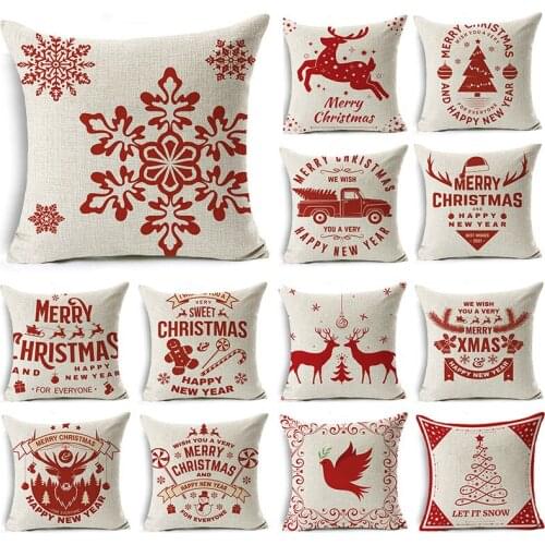 Christmas pillowcase simple letter linen decoration Christmas gift cushion cover suitable for car sofa pillowcase 45cm*45cm